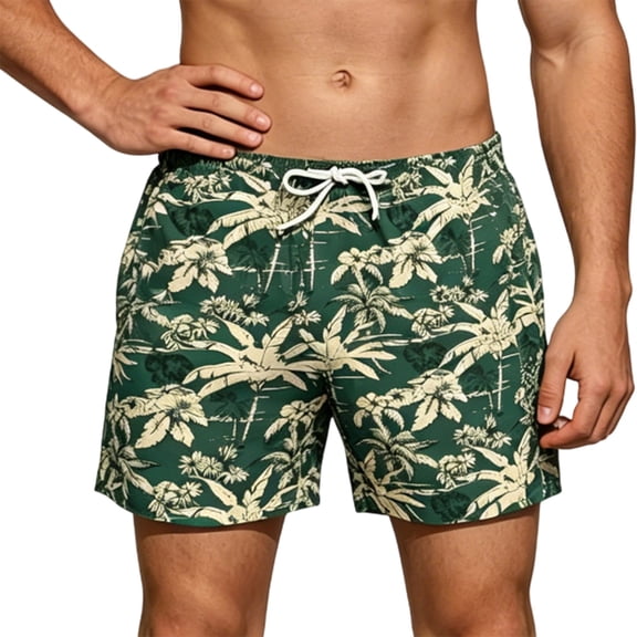 Mens Shorts with Pockets and Elastic Waistband Printed Swim Trunks Shorts