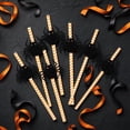 thumbnail image 3 of Halloween Disposable Paper Straws Set, 24 Straws with Flags and Stickers, 6 Spooky Styles, for Party Drinks and Crafts, 3 of 6