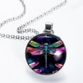 thumbnail image 2 of Dragonfly Stylish Glass Circular Pendant Necklace - Women's Necklaces, 2 of 5