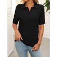 thumbnail image 2 of EASYBRA Women Cable Knit Sweater Polo Collar Loose Fit Pullover Casual Wear Cotton Polyester, 2 of 7