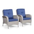 thumbnail image 2 of PARKWELL Patio Cushioned Chairs Set of 2,Outdoor Wicker Patio Furniture Sets,Blue Cushion, 2 of 6