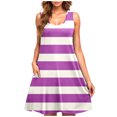 thumbnail image 2 of LOVZFMLL Robes Décontractées pour Femmes Grande Taille Sans Manches à Col Rond Robe Courte à Rayures, 2 of 5