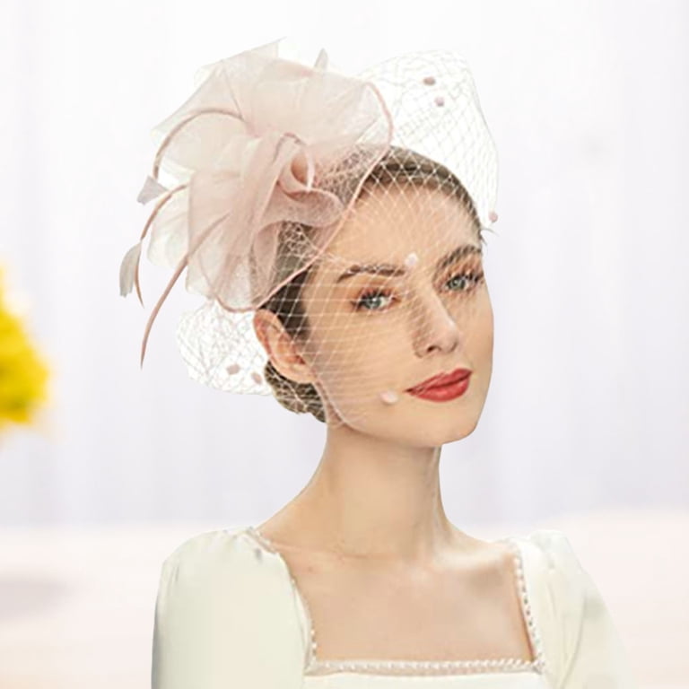 Fascinator Hat Sheer Mesh Large Flower Veil Retro Elegant  display picture 3