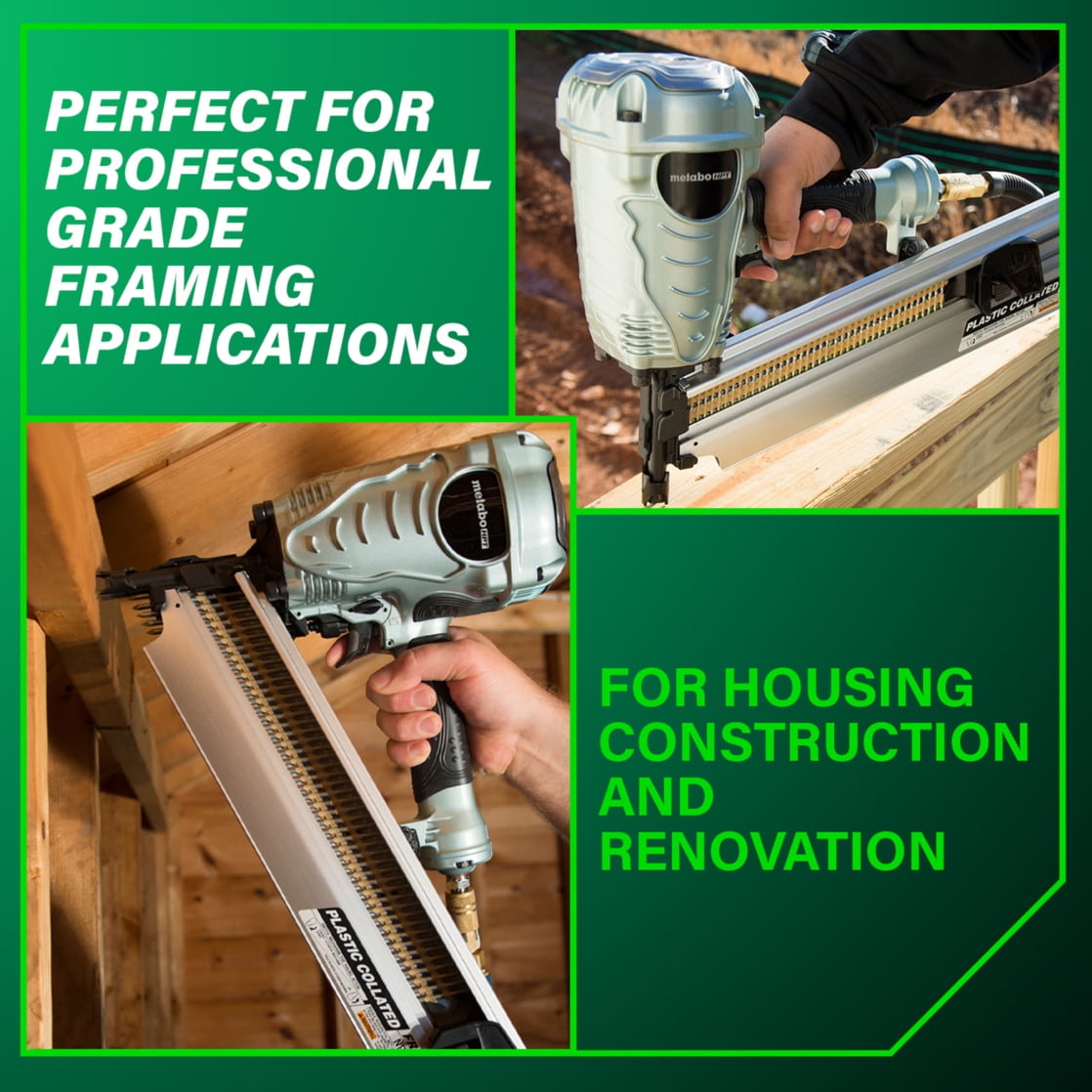 Metabo HPT Pneumatic Framing Nailer, 21-Degree, NR90AES1