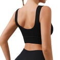 thumbnail image 5 of Womens Yoga Sports Bras Stretch Athletic Ribbed Tank Top Bralettes Scoop Neck Wireless Push Up Bra 30BC, Black, 5 of 7