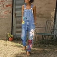 thumbnail image 2 of Womens Loose Casual Rompers Pants Overalls Bib Hole Demin Jeans Denim Straps Trousers Women's Jumpsuit, 2 of 5