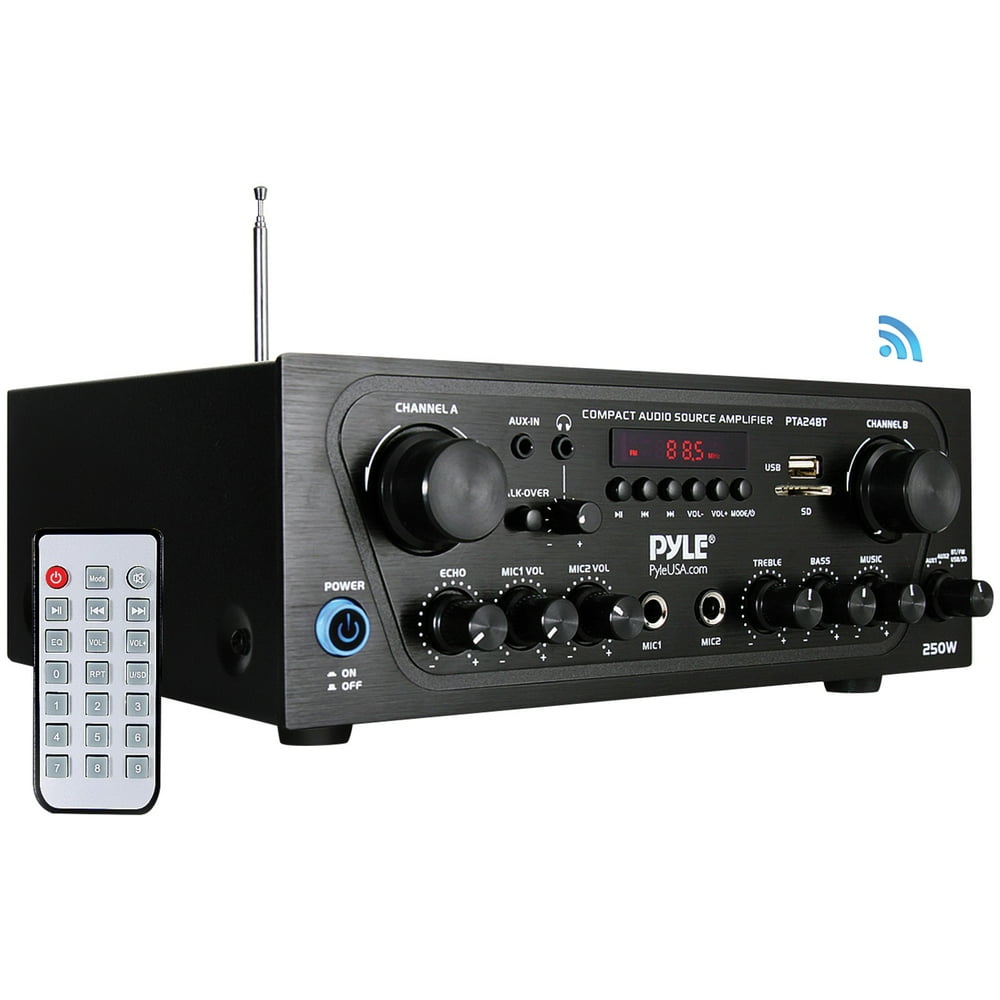 Pyle Home Pta24bt 250watt Compact Audio Stereo Receiver With Fm Radio
