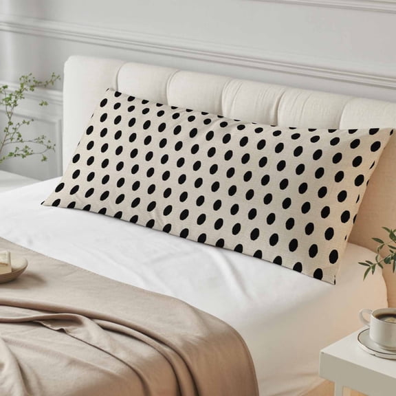 Wave Point Black Body Pillow Cover, Pillowcase Protectors with Zipper, Breathable Decorative Throw Pillow Case Cover, Modern Minimalist Geometric on Linen Pillow Shams for Couch Sofa 20x54Inch