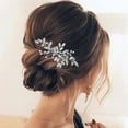 thumbnail image 4 of Leaf Bride Wedding Hair Comb Rhinestone Pearl Bridal Hair Pieces Flower Headpiece Crystal Hair Accessories for Women and Girls (1-Silver), 4 of 4