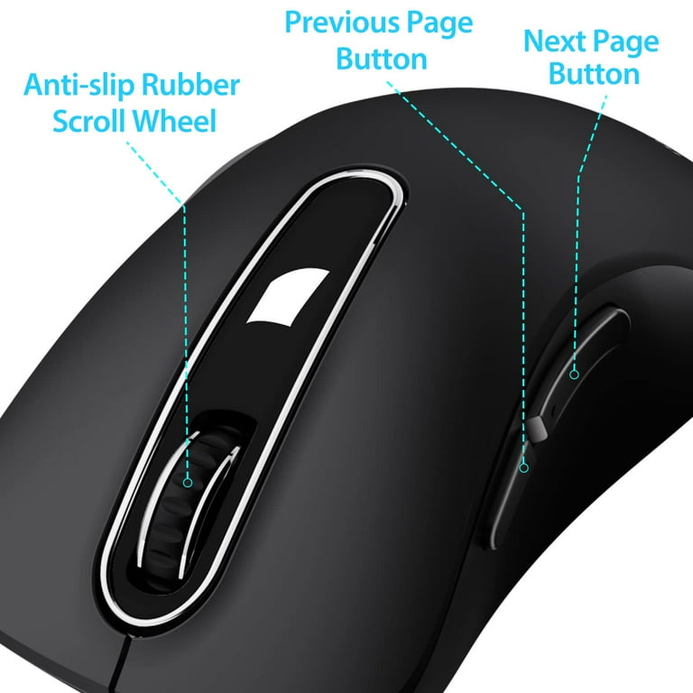 Memzuoix Wireless Mouse, 5 Buttons, 1400 DPI, USB Receiver