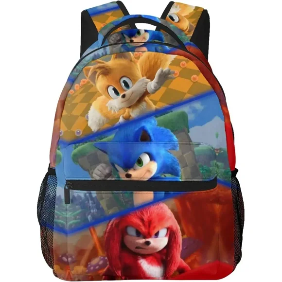 AFeng Impression 3D Recto Verso Hedgehog Sonic Sonic Sac d'École pour Élèves du Primaire et du Secondaire Sac à Dos pour Enfants Mochila