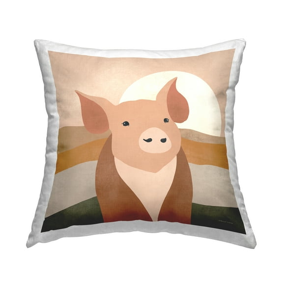 Stupell Industries Farmhouse Pig Landscape Decorative Printed Throw Pillow, 18 x 18