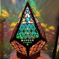 thumbnail image 4 of Lampe de Sol en Bois Bohème Géométrique Rétro LED Projection 3d pour Décoration Intérieure, 4 of 10