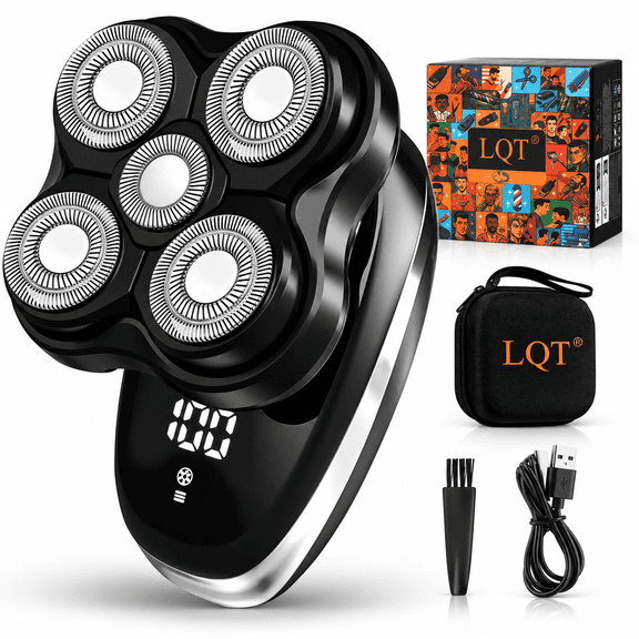 LQT Head Shavers for Bald Men,Wet & Dry Bald Head Shaver,Rechargeable Head Razor with LED Display and 3 Second Safety Lock,5D Floating Head Shaver Comes with Magnetic Detachable Blades