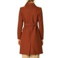 thumbnail image 4 of Allegra K Women's Notch Lapel Double Breasted Belted Mid Length Trenchcoat, 4 of 7