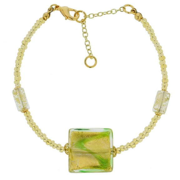 GlassOfVenice Murano Glass Royal Green Square Bracelet