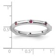 thumbnail image 2 of 925 Sterling Silver Bezel Polished Stackable Rhodolite Garnet Ring Size 8 Stackable Ring for Women, 2 of 2