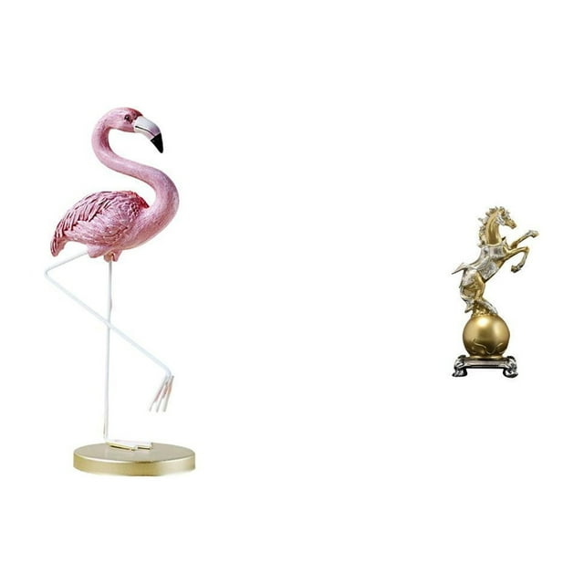 Estatua de resina de flamenco, escultura de caballo, figura decorativa de escritorio, patrón en relieve, ideal para sala de estar, dormitorio, jardín
