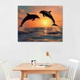 thumbnail image 2 of ARISTURING Sunset Canvas Wall Art Dolphin Wall Art Dolphin Animal Wall Art Print on Canvas for Living Room Bedroom Bathroom Office Decor (20×16inch), 2 of 6