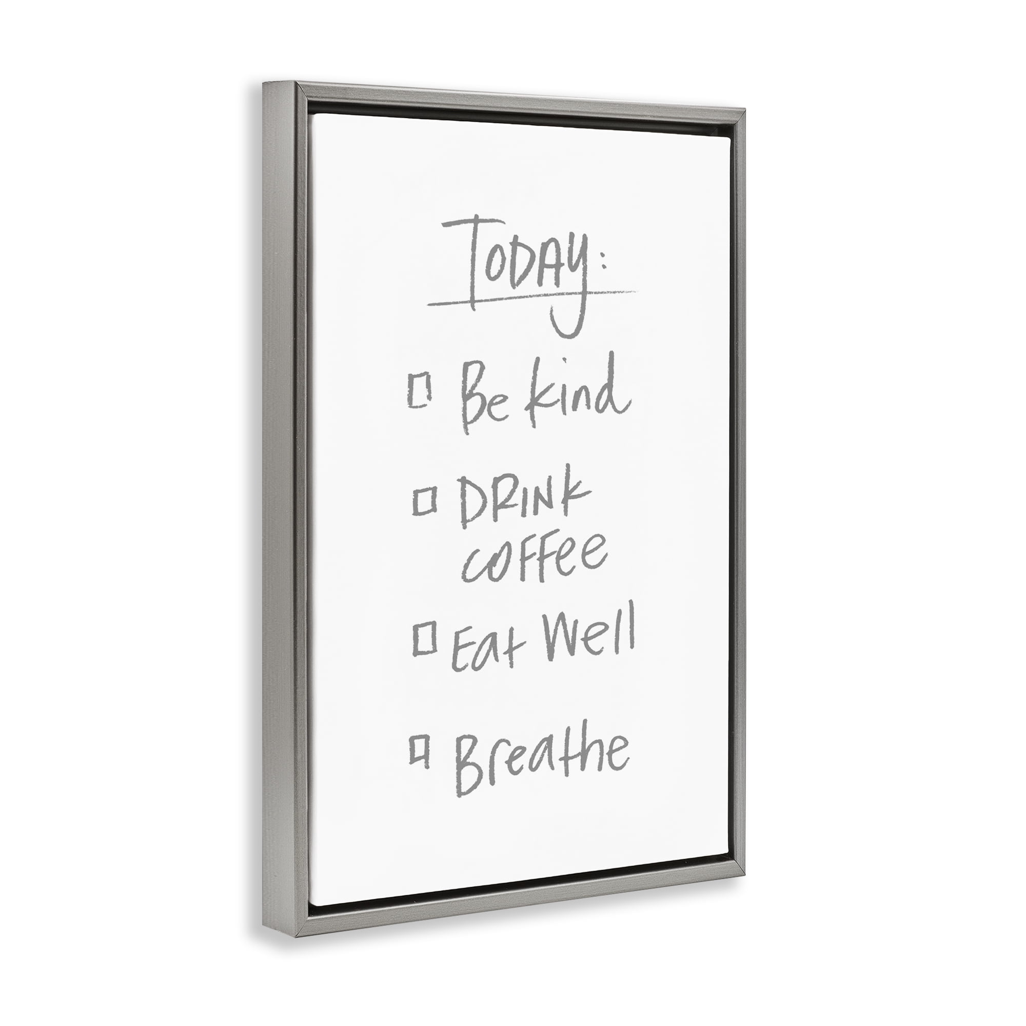 Stupell Industries Simple Today's Checklist Gray Framed Floater Canvas Wall Art, design by SD Graphics Studio