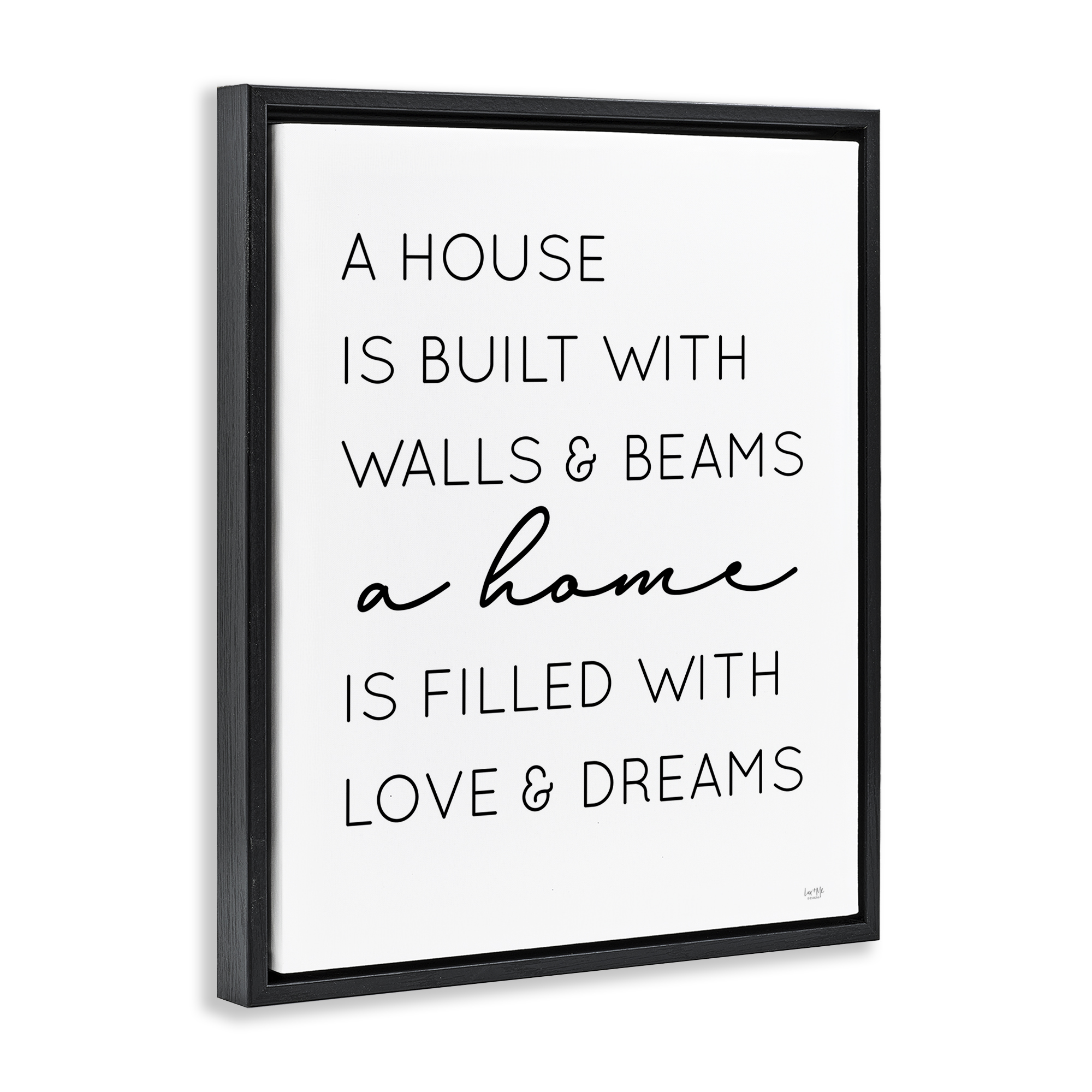 Stupell Industries Love & Dreams Sentiment Typography Painting Black Floater Framed Art Print Wall Art, 17 x 21