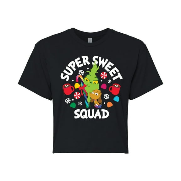 Dr. Seuss The Grinch - Little Grinch - Super Sweet Squad - Juniors Cropped Cotton Blend T-Shirt