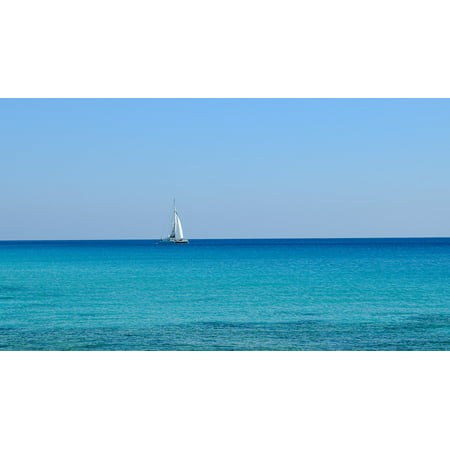Canvas Print Tourism Sea Horizon Blue Seascape Catamaran Stretched Canvas 10 x (Best Blue Water Cruising Catamaran)