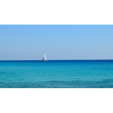 Canvas Print Tourism Sea Horizon Blue Seascape Catamaran Stretched Canvas 10 x