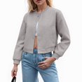 thumbnail image 2 of Womens Cropped Jacket Button Down Long Sleeve Winter Casual Coats Outerwear Women Autumn Winter Cropped, 2 of 5