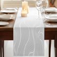 thumbnail image 3 of Grey Geometric 48 Inch Table Runner, Modern White Stripe Abstract Distortion Art Farmhouse Dresser Scarf Cotton & Linen Tablerunner for Dining/Kitchen Island/Holiday Party Décor 13" x 48", 3 of 9