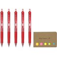 thumbnail image 1 of Stylo à Encre Gel Rétractable, Poignée en Caoutchouc, Micro Point 0.38mm, Encre Rouge, 5-Pack, notes Collantes Valeur Définie, 1 of 5