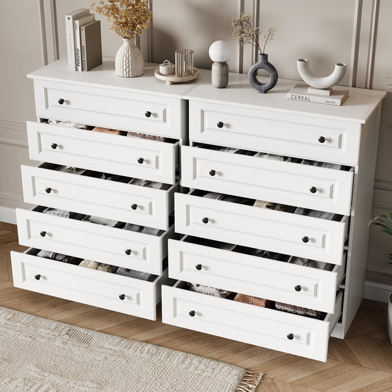 modern white tall dresser NEGYLIM 5 Drawer Dresser Tall, Modern White Chest of Drawers with Anti-Tip, Large Storage for Bedroom, Hallway, Entryway, (White)