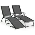 thumbnail image 4 of Costway Juego De 2 Tumbonas Para Exteriores, Reposeras Con Respaldo Y Reposapiés Ajustables, Reclinable Plegable Para Junto A La Piscina, Patio Trasero, Color Tostado/Negro/Gris, 4 of 4