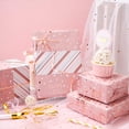 thumbnail image 4 of Reversible Pink Birthday Wrapping Paper Roll, Happy Birthday Lettering & Stripe Pattern with Metallic Foil, 4 of 4