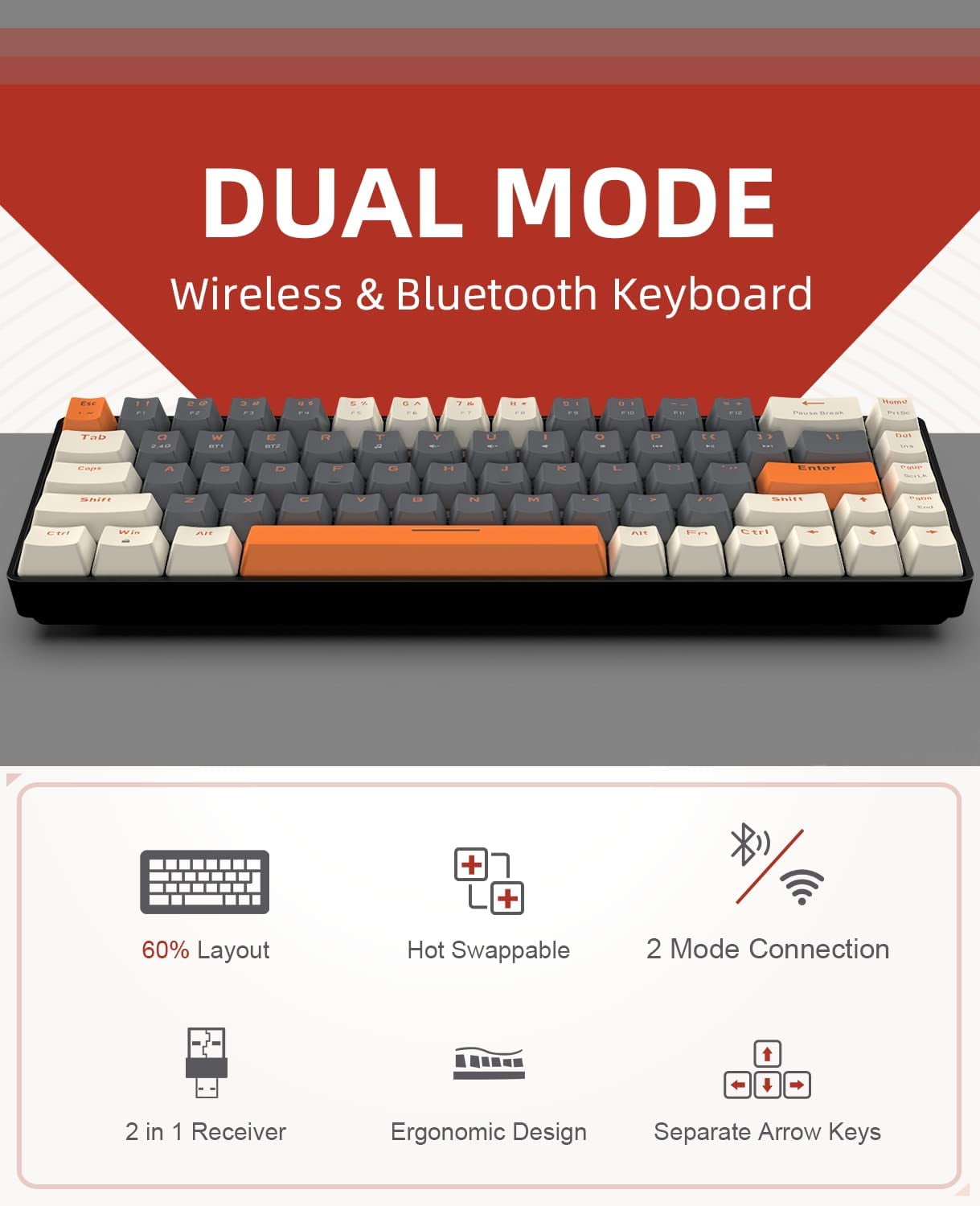 雪月花⑅︎◡̈︎* ZIYOULANG K68 60% Wireless Mechanical Keyboard, Bluetooth