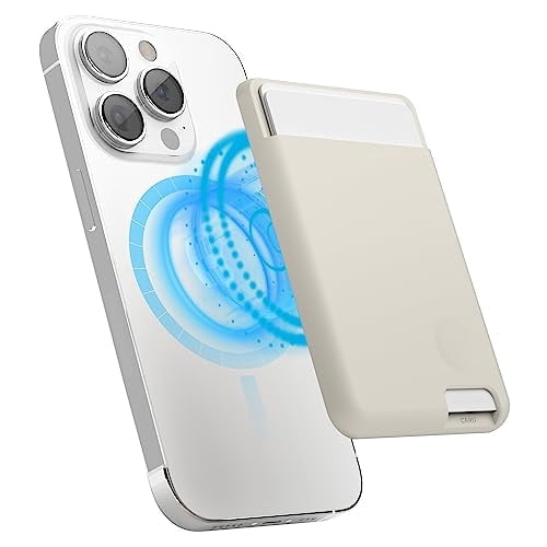 elago Magnetic Wallet Card Holder 2-Cards Compatible with MagSafe for iPhone - Secure Phone Wallet, Long Last Silicone, Scratch and Damage Protection (Stone)
