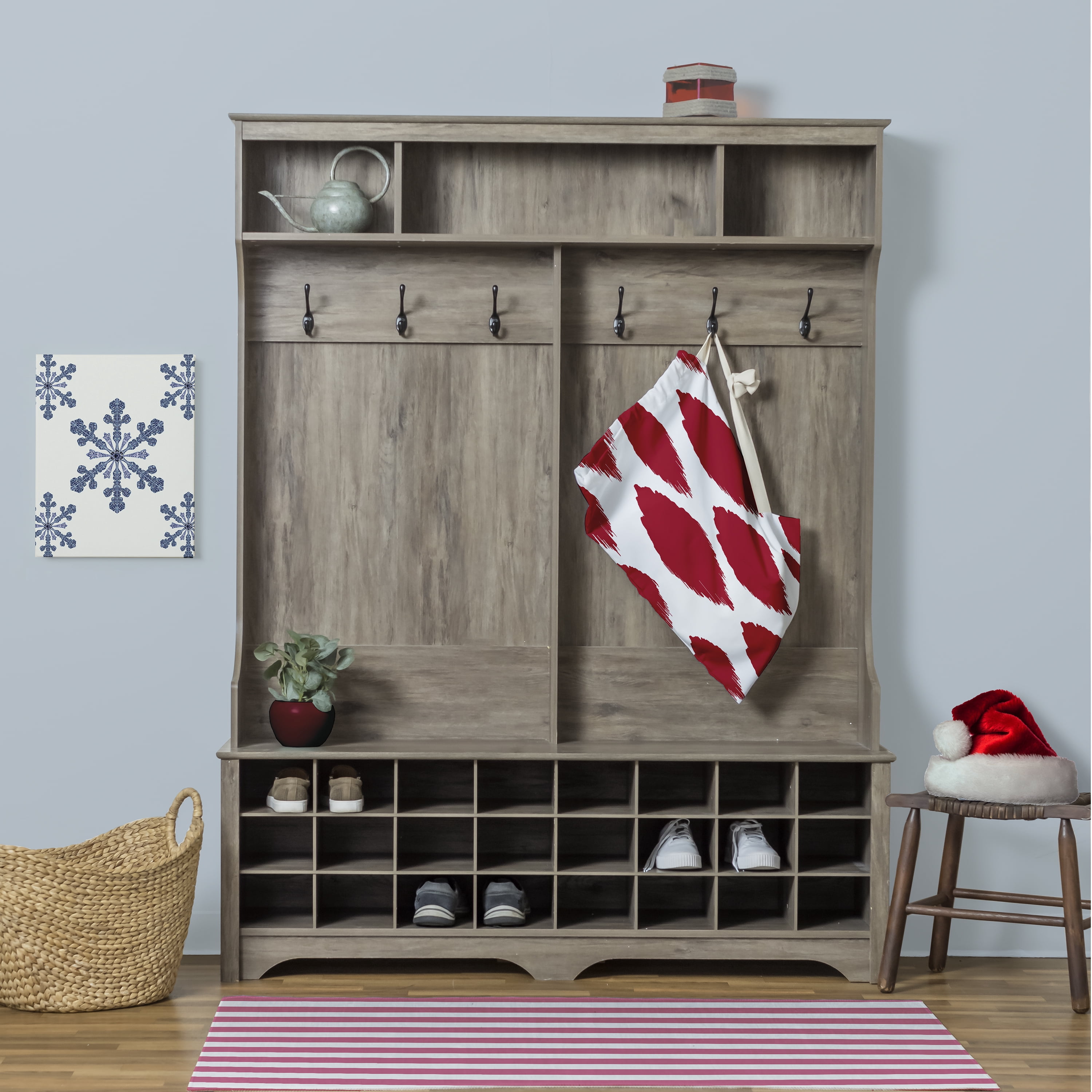 Simply Daisy Canvas Web of Ikat 18 x 29 in Red Laundry Bag