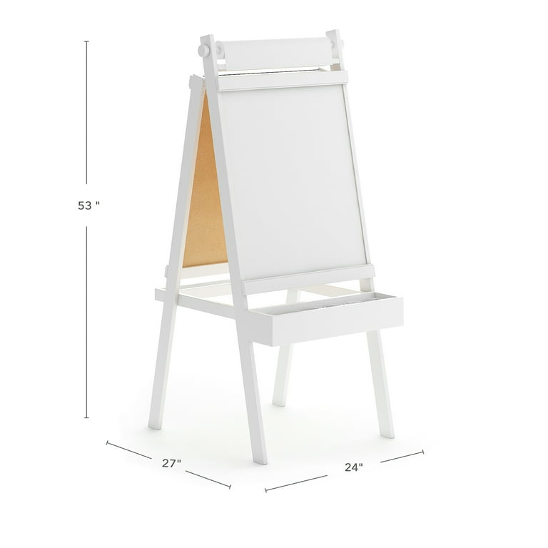 Martha Stewart Crafting Kids' Easel - White, Wooden Chalkboard and  Whiteboard with Paper Roll, Double-Sided Art Easel with Paint Cups and  Storage for Kids 3+ 
