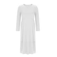 thumbnail image 3 of Long Sleeve Tunic Dress for Women Plus Size Fall Maxi Dresses Loose Casual Plain Long Dresses with Pocket White, XL, 3 of 5