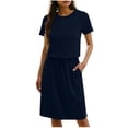 thumbnail image 3 of AnuYalue Dresses for Women 2026 Crew Neck T Shirt Casual Mini Dresses Tie Waist Sundresses with Pockets, 3 of 7