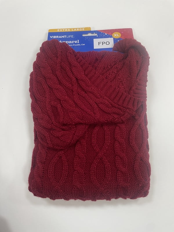 RED CABLE SWEATER XL