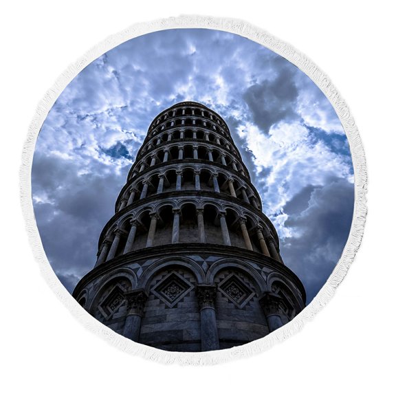 ZKGK Leaning Tower of Pisa Round Beach Towel Beach Mats Beach Shawl Beach Blanket with Tassels Beach Throw Towel Yoga Mat