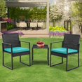 thumbnail image 2 of PayLessHere 3 Pieces Wicker Outdoor Furniture Rattan Patio with 2 Outdoor Chairs,Blue, 2 of 8