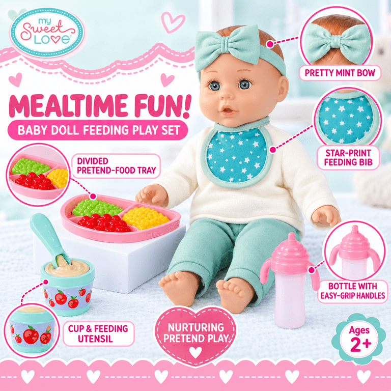 My Sweet Love Meal Time Baby Doll, 14 Inch, 12 Pieces photo 4