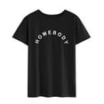 thumbnail image 4 of Xuanfei Women Homebody Letter Crew Neck Short Sleeve Pullover Solid Color T-Shirt, 4 of 8