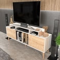 thumbnail image 3 of Char 63" Wide Modern Style Wood TV Stand for 65+ inch TV with Solid Wood Legs White & Marble, 3 of 7