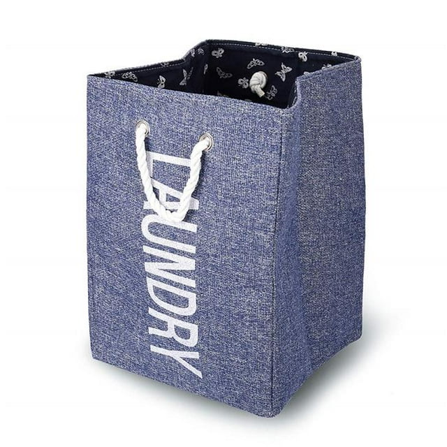 Danya B TB1723BL Nautical & Beach Large Laundry Hamper with Rope Handles - Blue