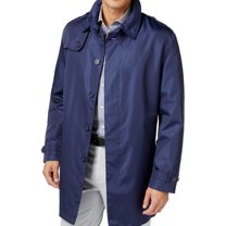 Tommy Hilfiger Mens Fletch Solid Raincoat, Blue, 42 Long