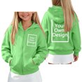 thumbnail image 6 of NAISIBABY Girls' Fleece-Lined Sweatshirt – Solid Color Long Sleeve Hooded Zip-Up Casual Jacket Mint Green Size 7, 6 of 7