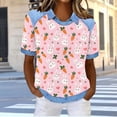 thumbnail image 5 of Mifsaly Waffle-Knit Easter Shirts for Women Floral and Cute Animal Printed T-Shirts Collared Short Sleeve Casual Tops Happy Festival Basic Tee XXL, 5 of 6